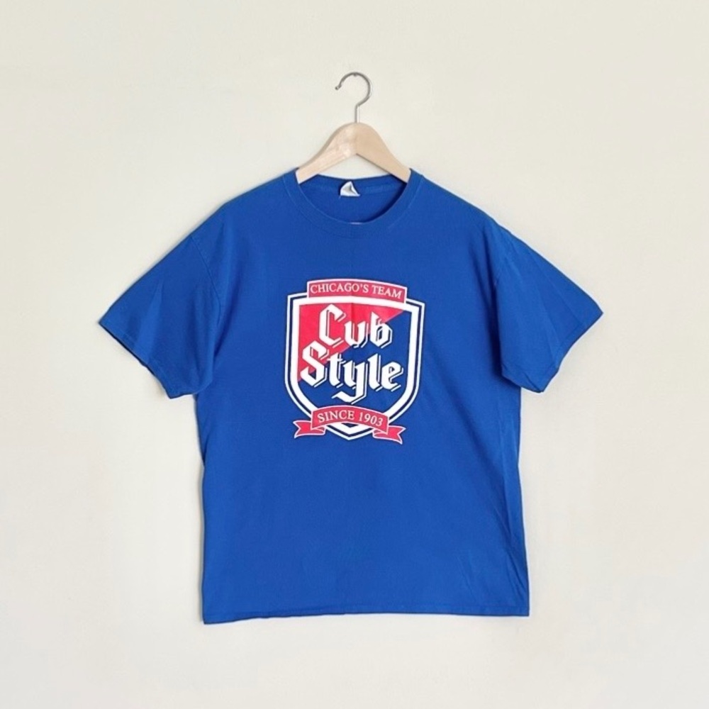 Chicago Cubs "Cub Style" - Old Style Beer Logo Blue T-Shirt Men's size Large